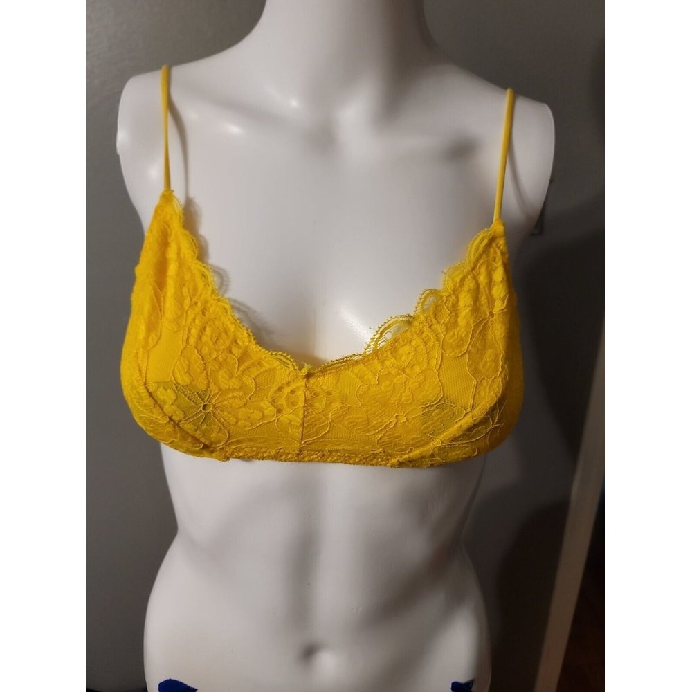 BootayBag Yellow Floral Bra Size M Adjustable Straps
